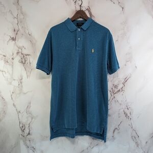 Polo Ralph Lauren Shirt Men Large Teal Turquoise Classic Fit Yellow Little Pony